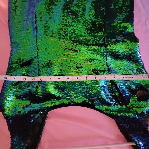 MILLY Green Iridescent Sequin Cocktail Dress - Picture 3 of 11